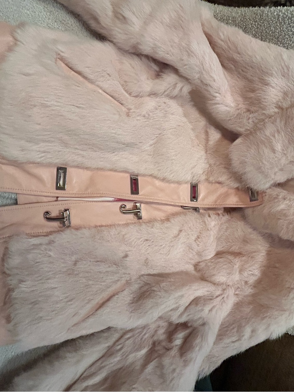 Women's Plush Light Pink Teddy Jacket with Hook Closures
